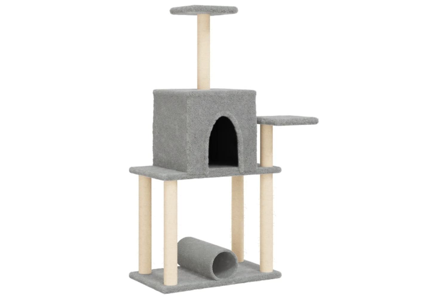 Cat Tree With Sisal Scratching Posts Light Grey 122 Cm