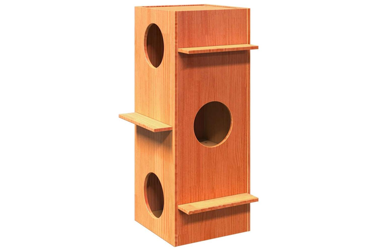 Cat House Wax Brown 43x43x90 Cm Solid Wood Pine