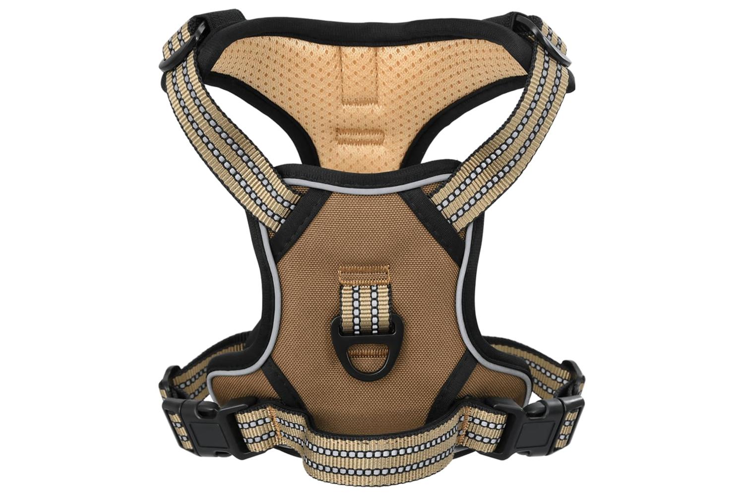 Dog Harness With Lead Collar Adjustable Brown Xl