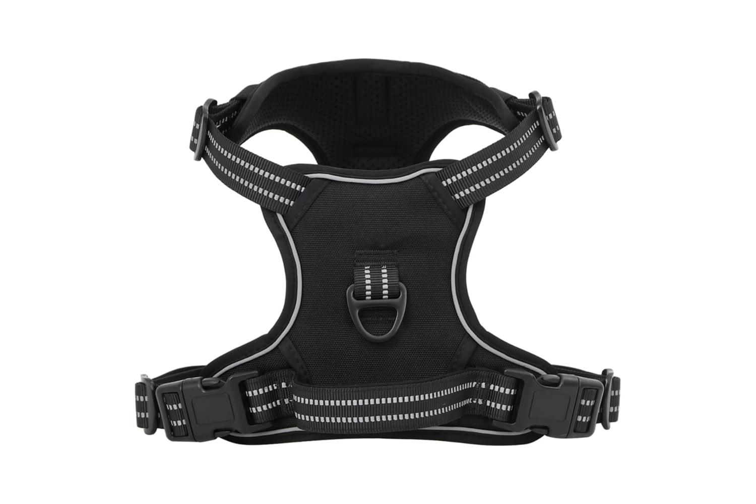 Dog Harness With Reflective Stripes Adjustable Black L