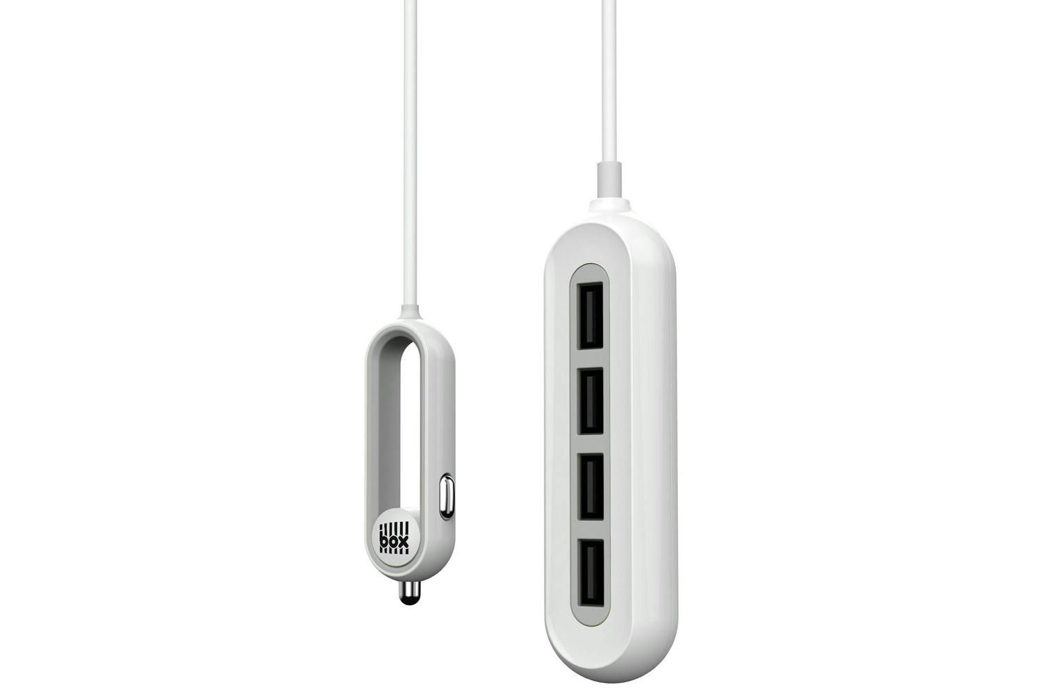 Box 4 Port USB Car Smart Charger | White