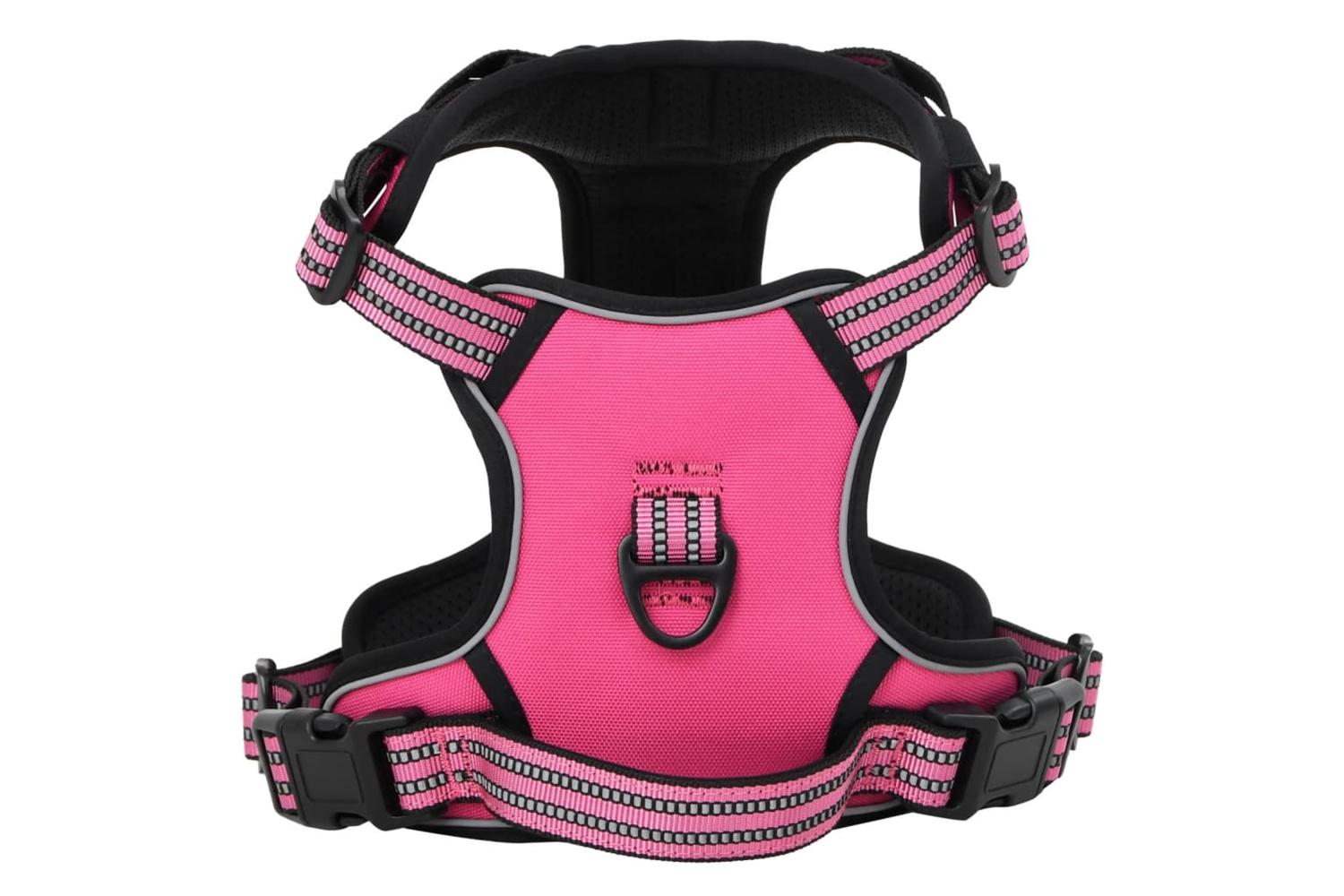 Dog Harness With Lead Collar Adjustable Pink M