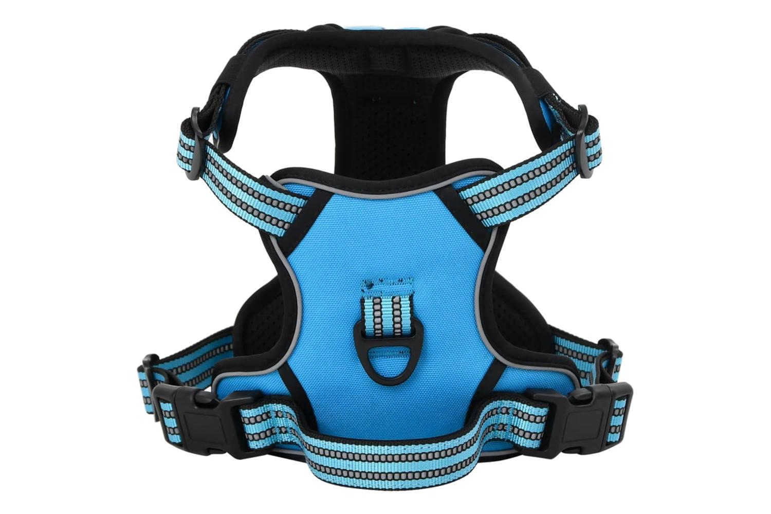 Dog Harness With Lead Collar Adjustable Blue M