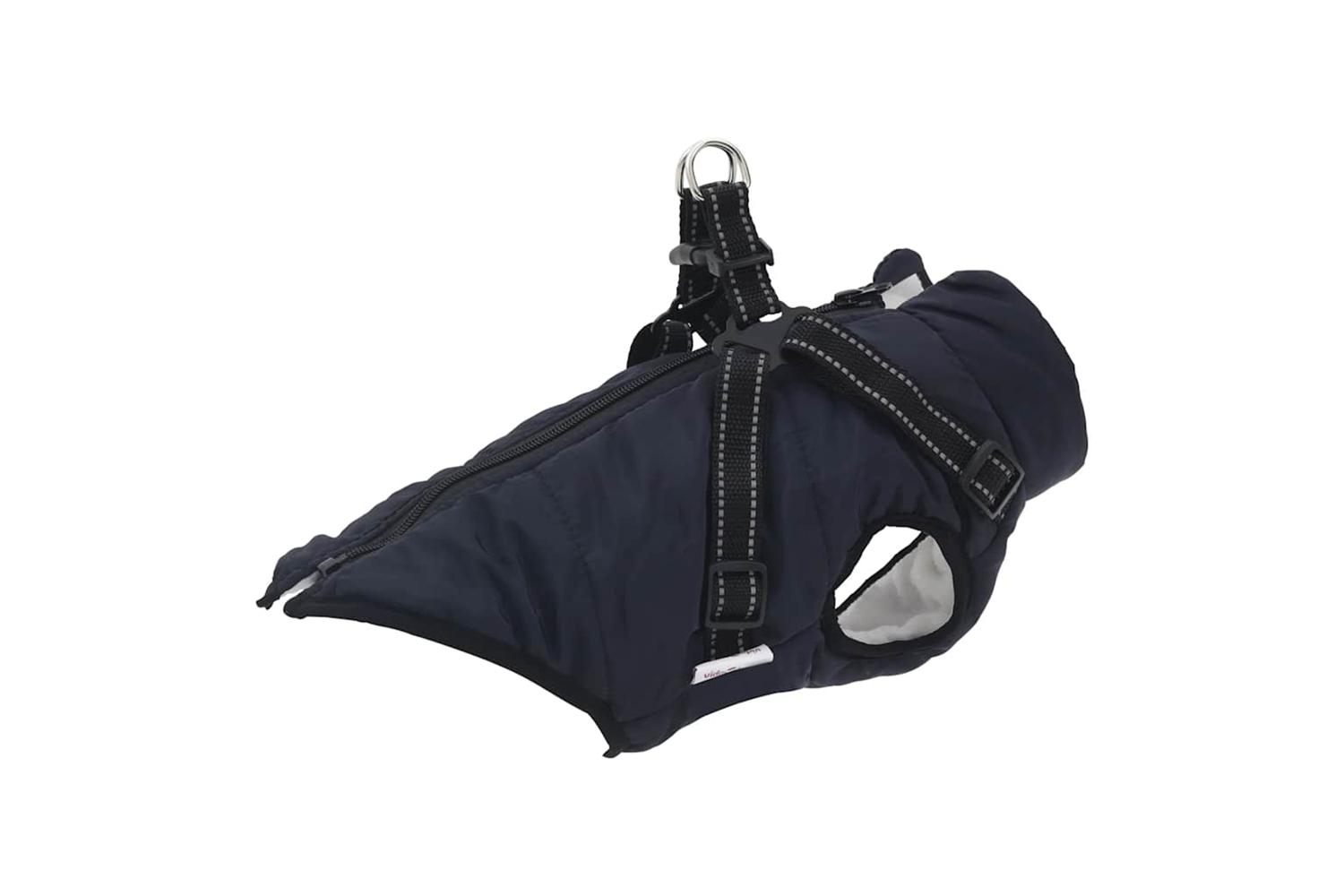 Dog Coat With Harness Waterproof Reflective Navy Blue M
