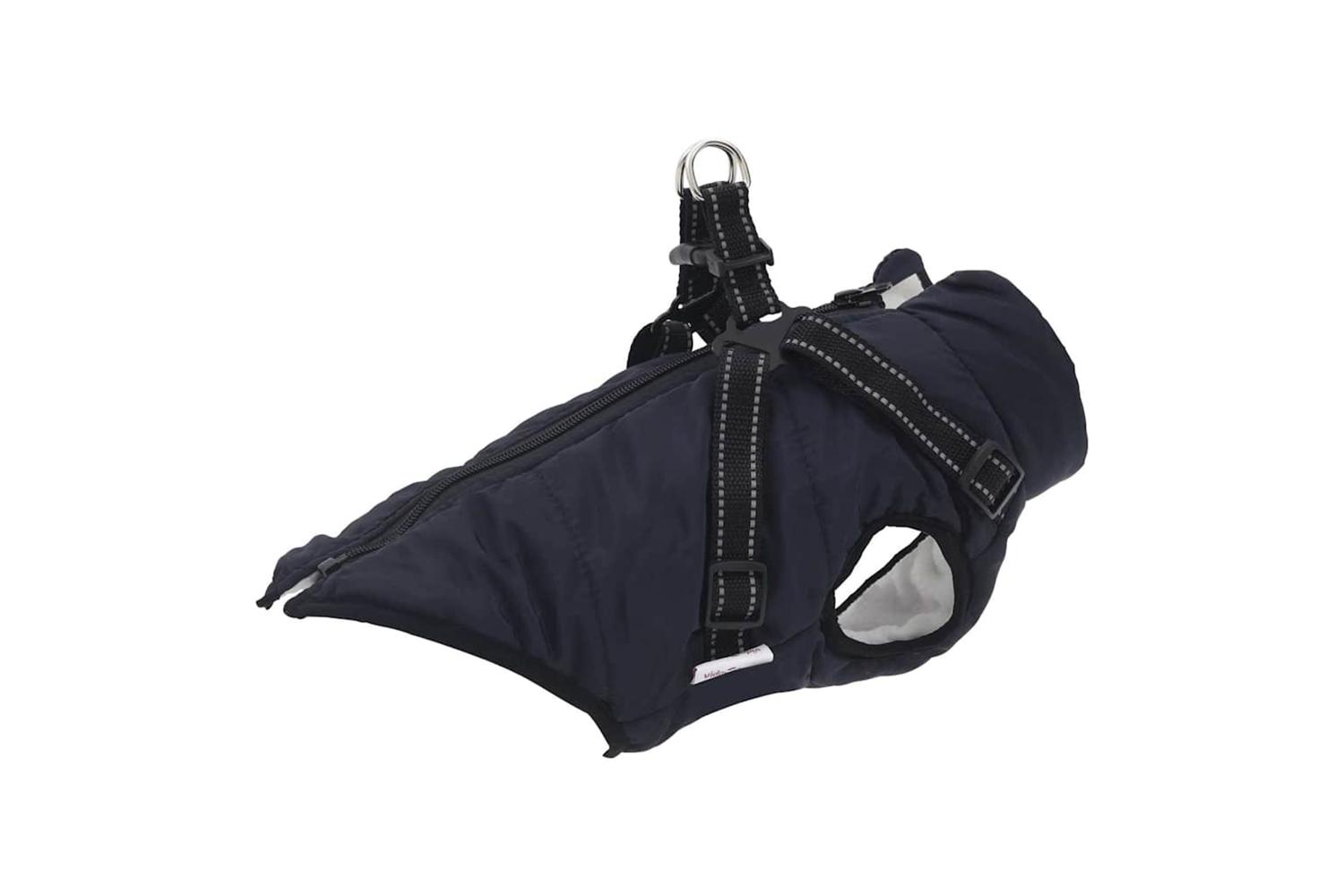 Dog Coat With Harness Waterproof Reflective Navy Blue Xl