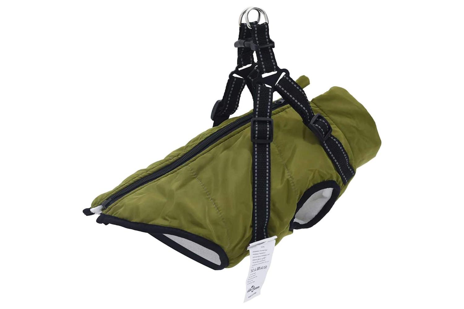 Dog Coat With Harness Waterproof Reflective Army Green M