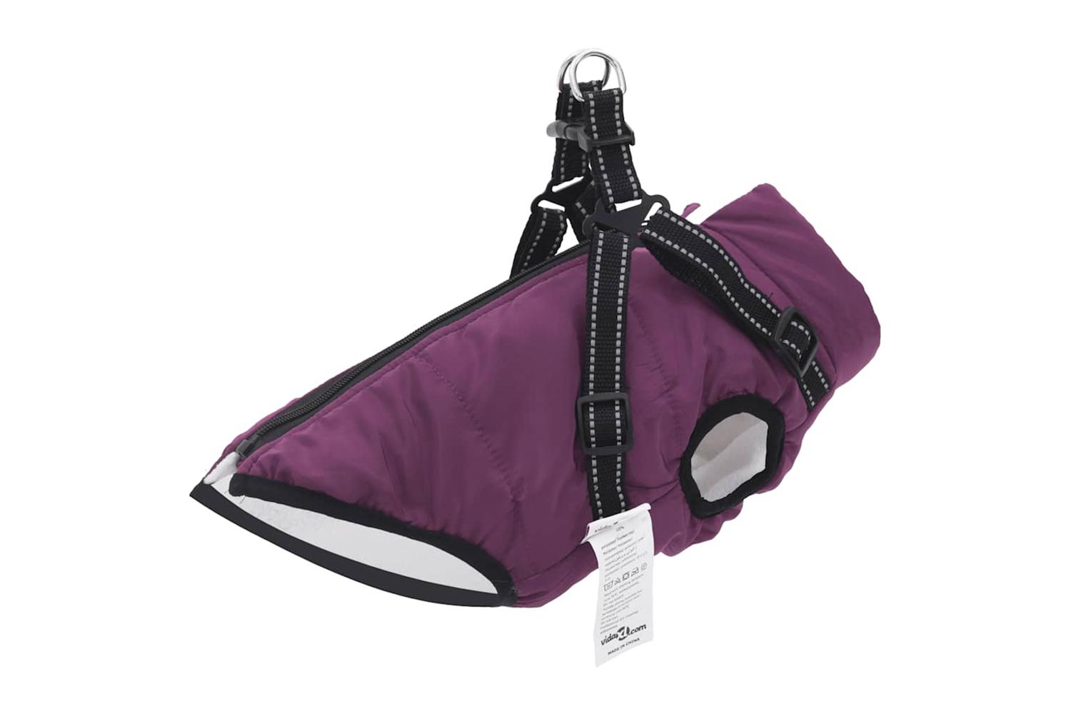 Dog Coat With Harness Waterproof Reflective Purple M