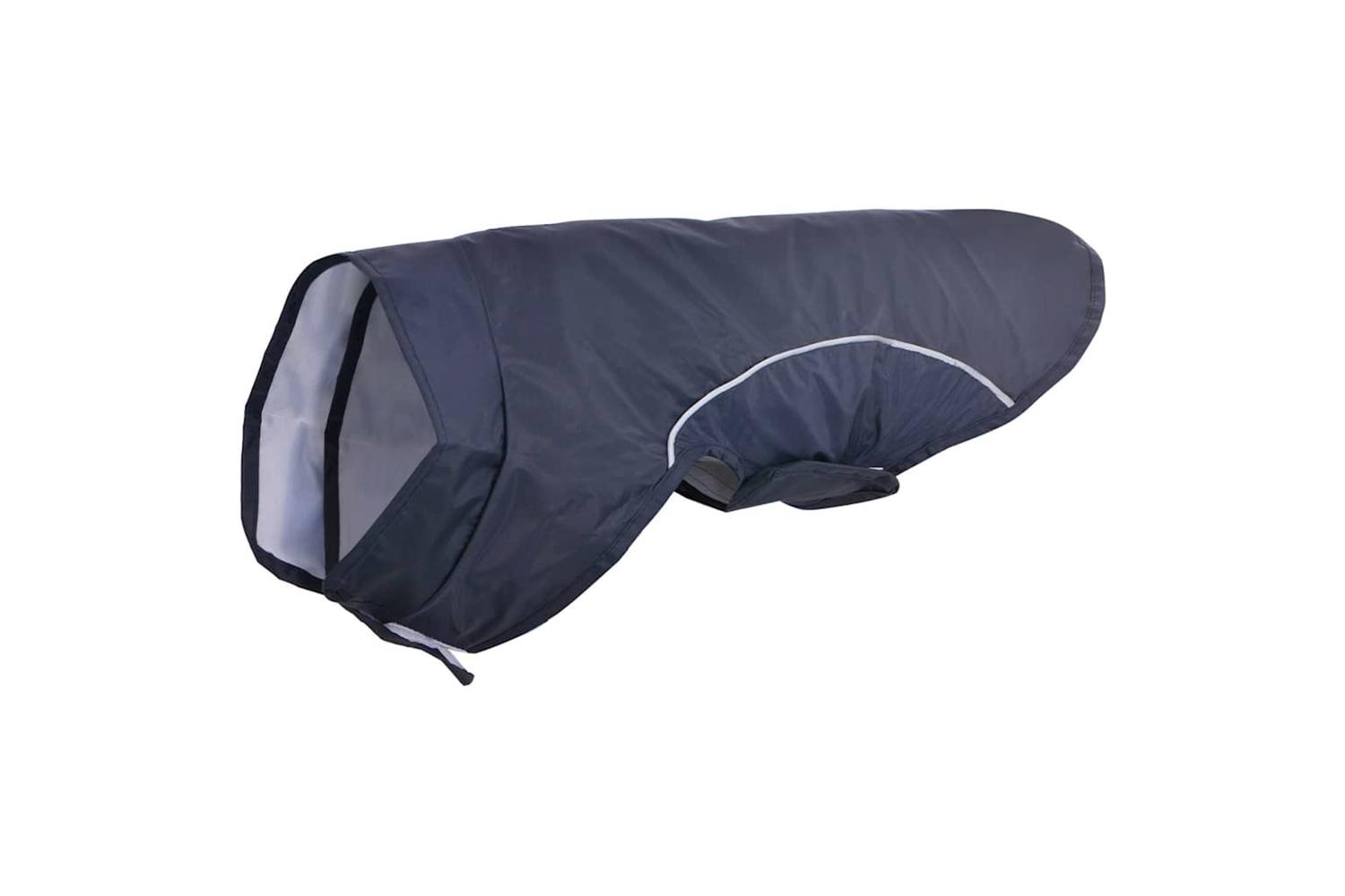 Dog Raincoat With Reflective Strips Polyester Navy Blue Xxs
