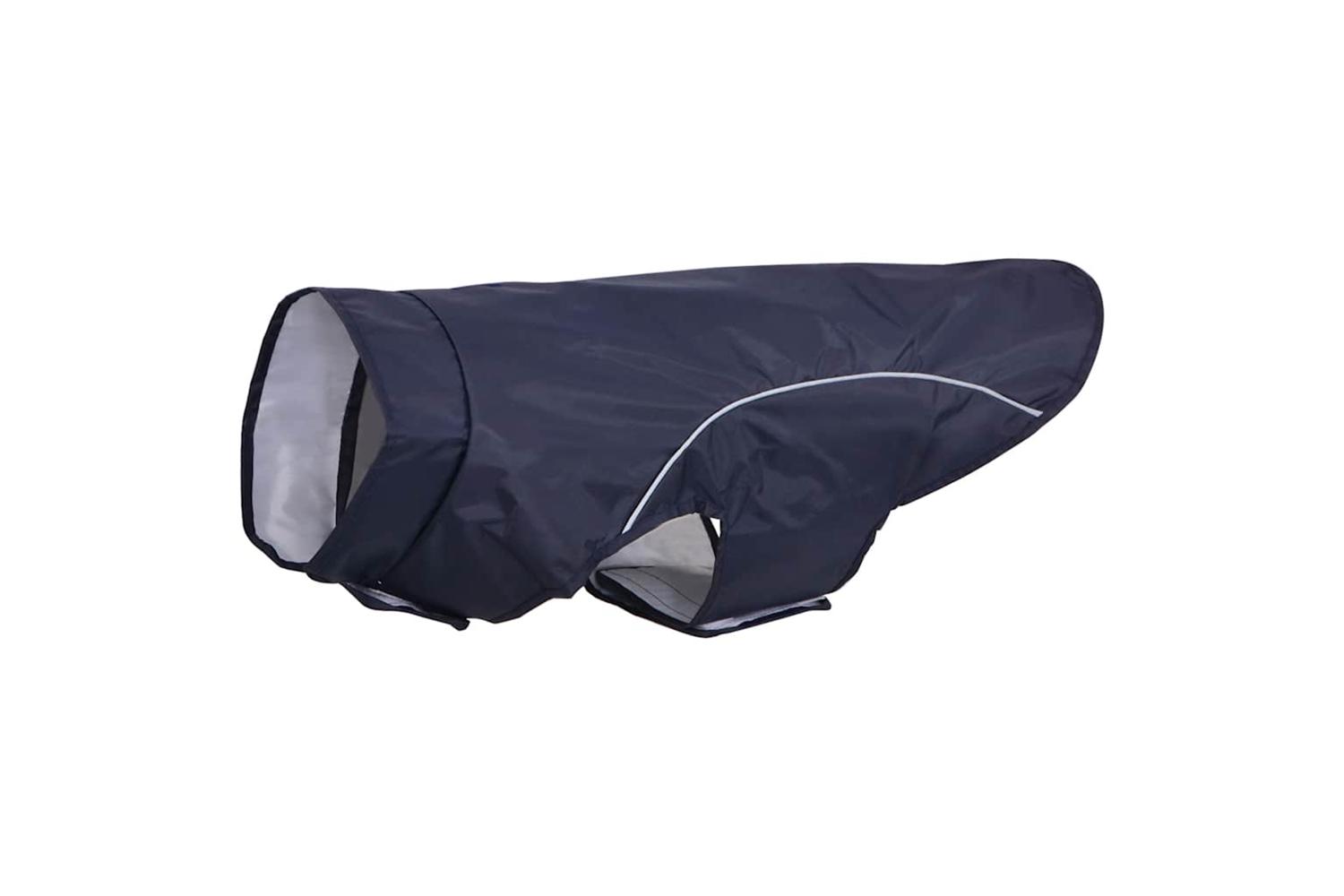 Dog Raincoat With Reflective Strips Polyester Navy Blue L