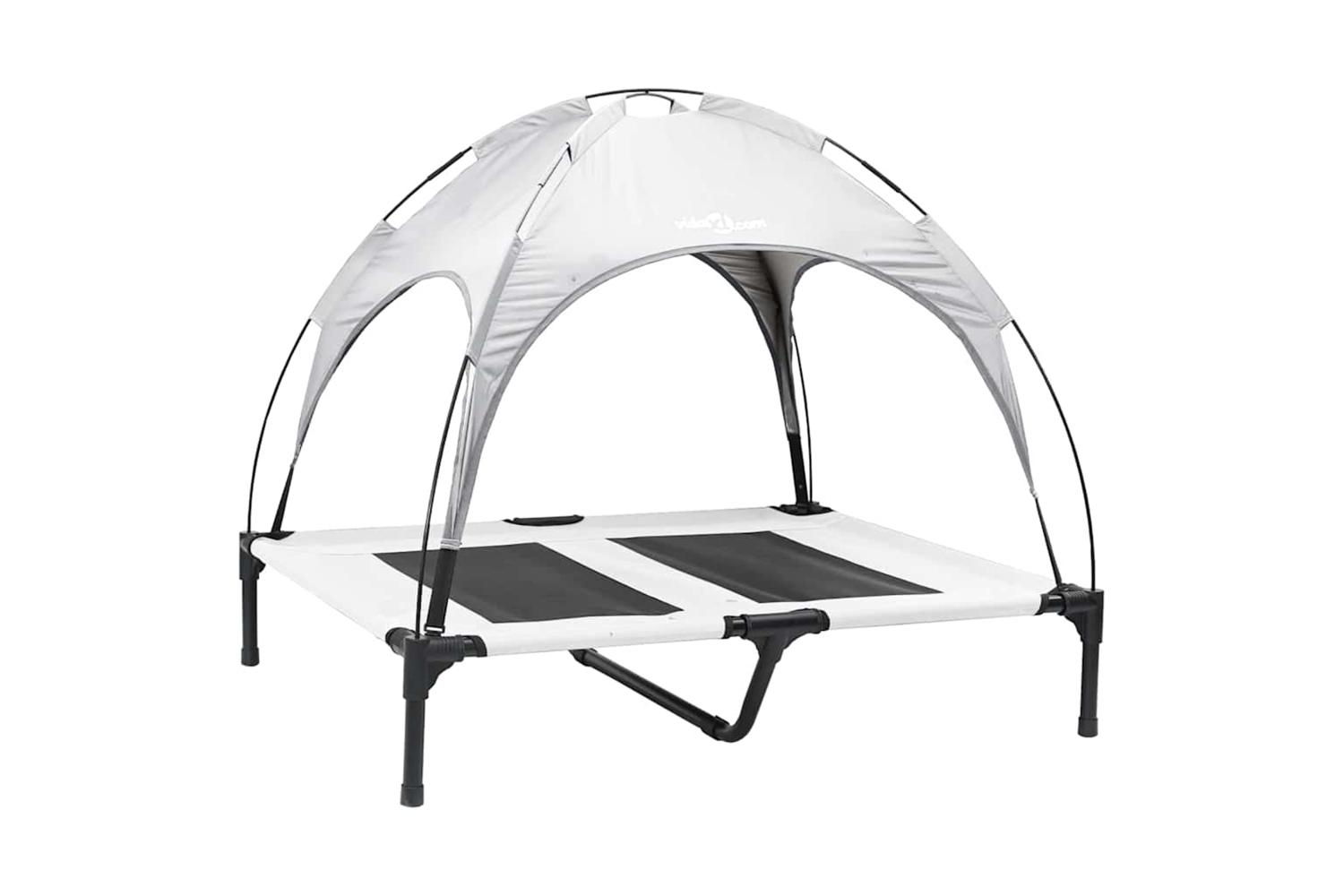 Dog Bed Silver Grey L Steel