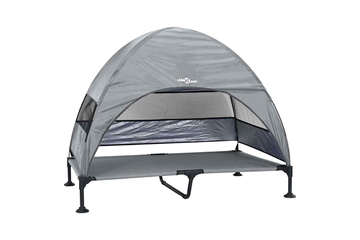 Raised Dog Bed Light Grey 127 X 81 X 108 Cm Fabric And Steel