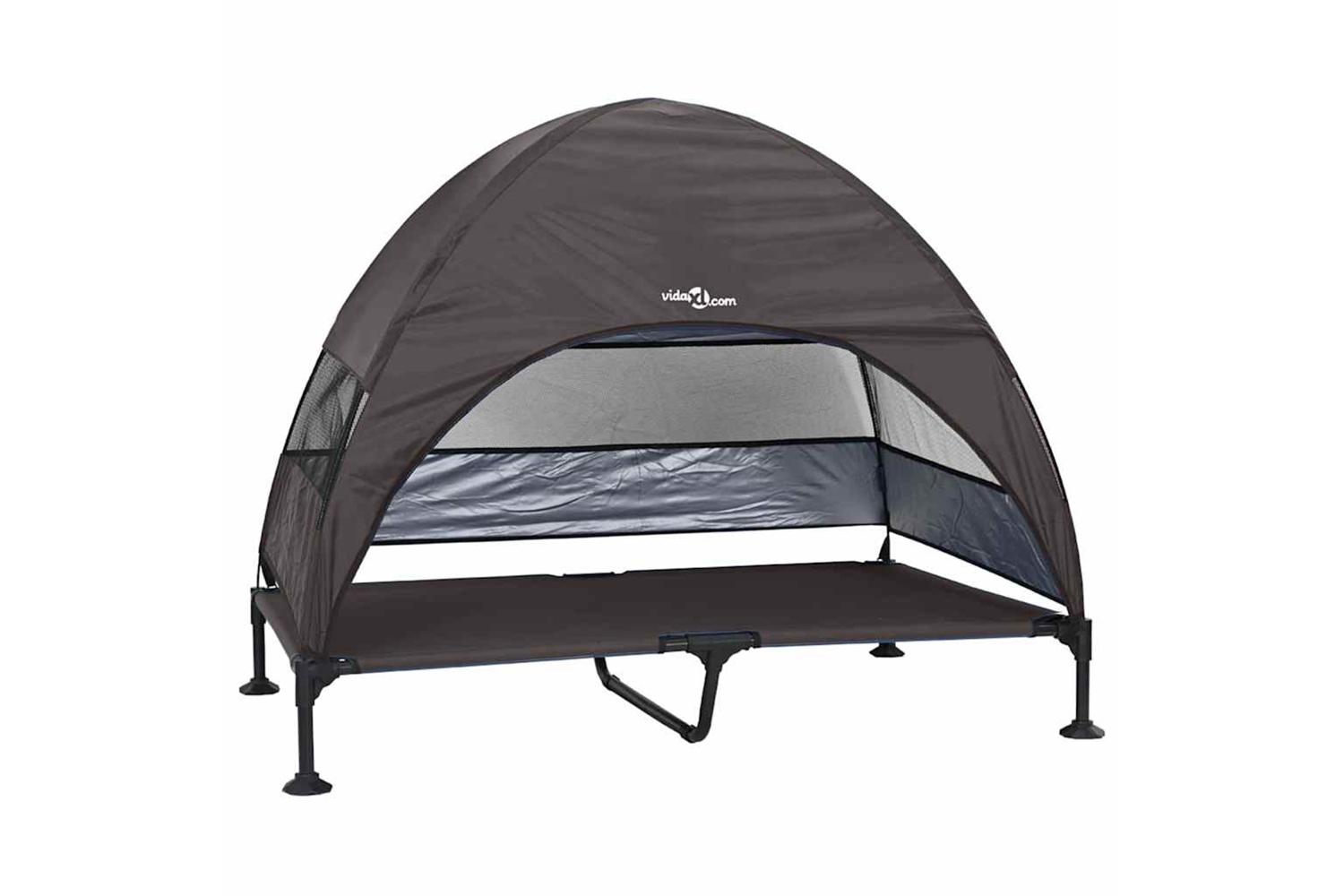 Raised Dog Bed Folding Brown 127 X 81 X 108 Cm Fabric And Steel