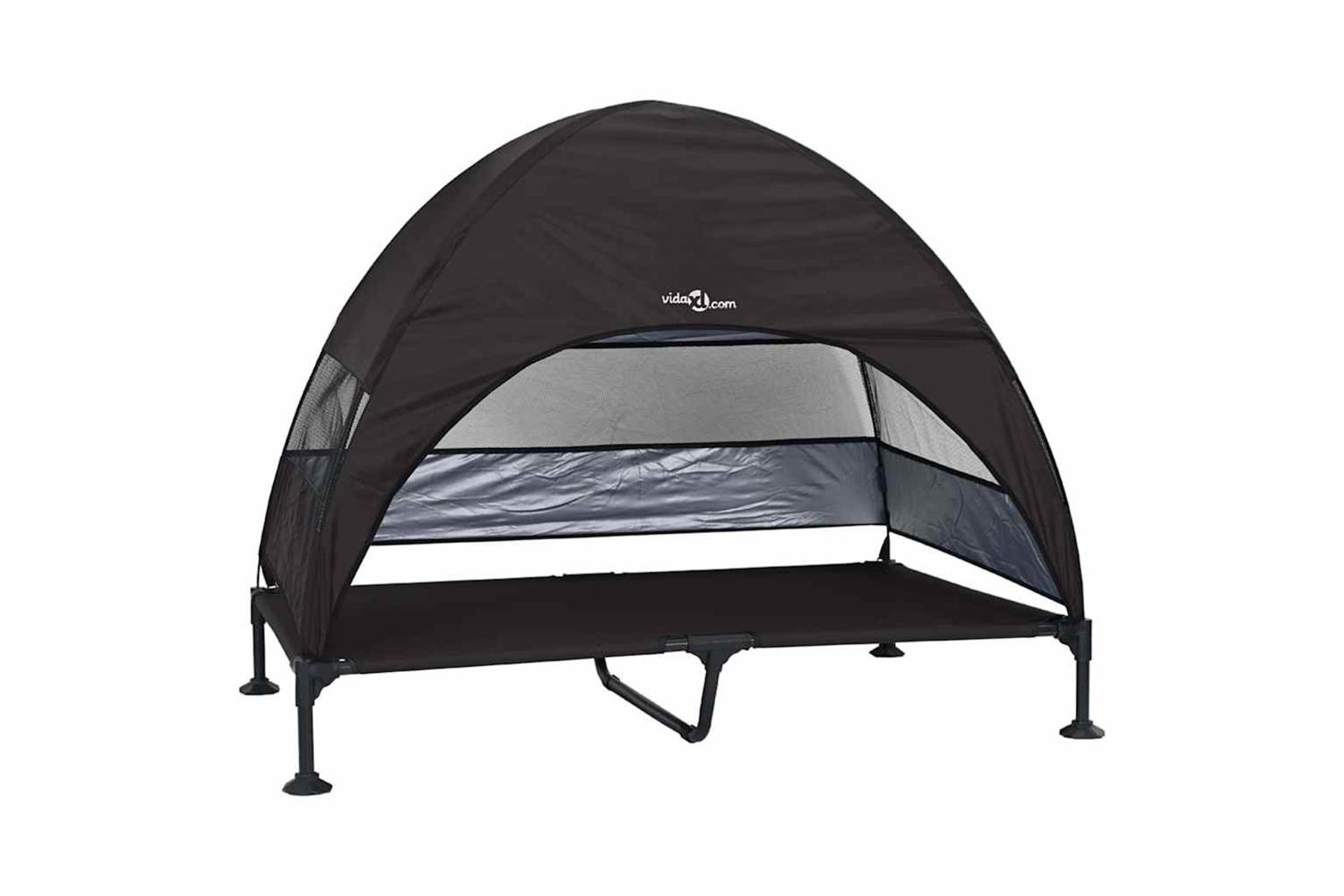 Raised Dog Bed Folding Black 127 X 81 X 108 Cm Fabric And Steel