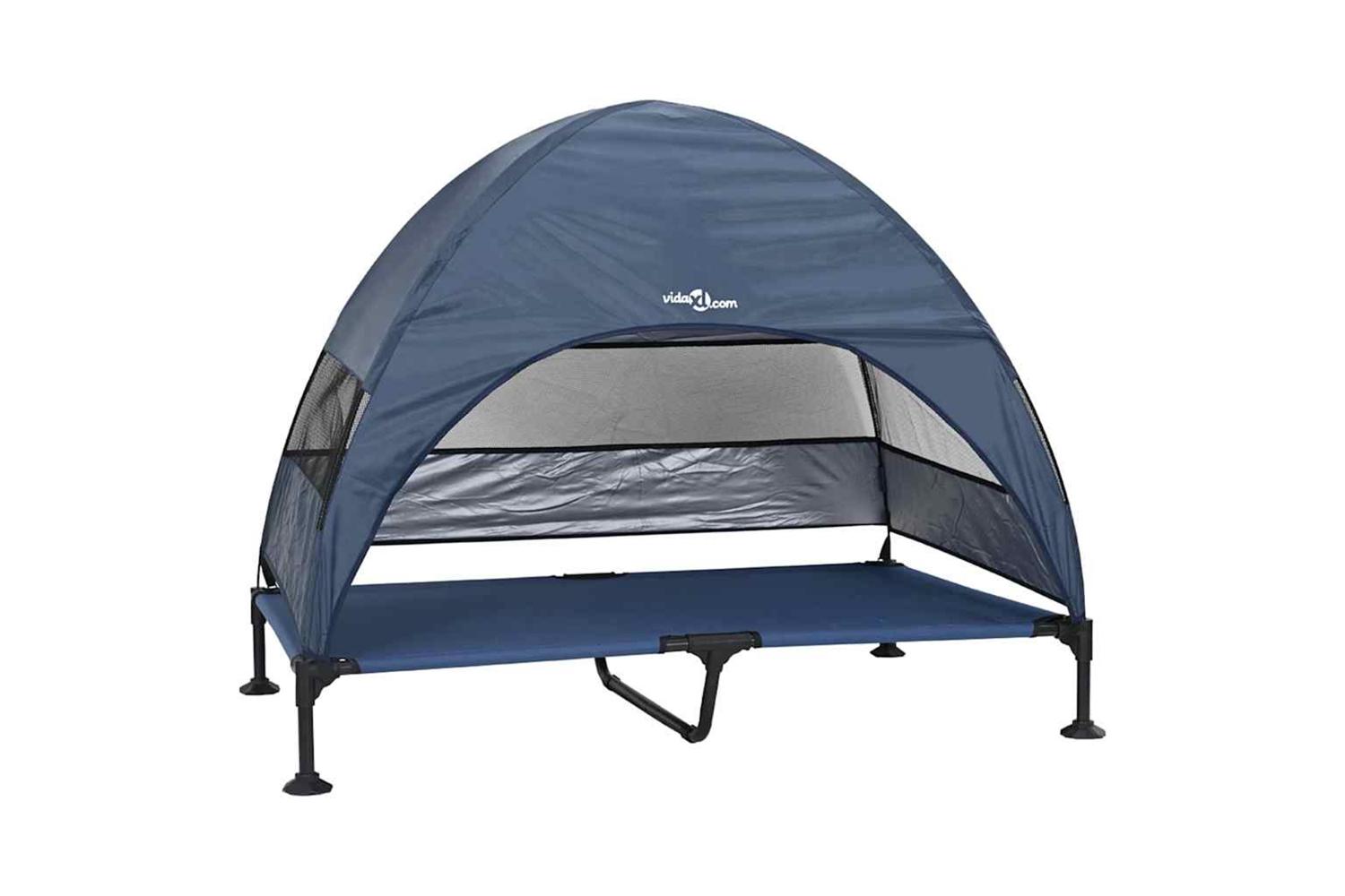 Raised Dog Bed Navy Blue 127 X 81 X 108 Cm Fabric And Steel