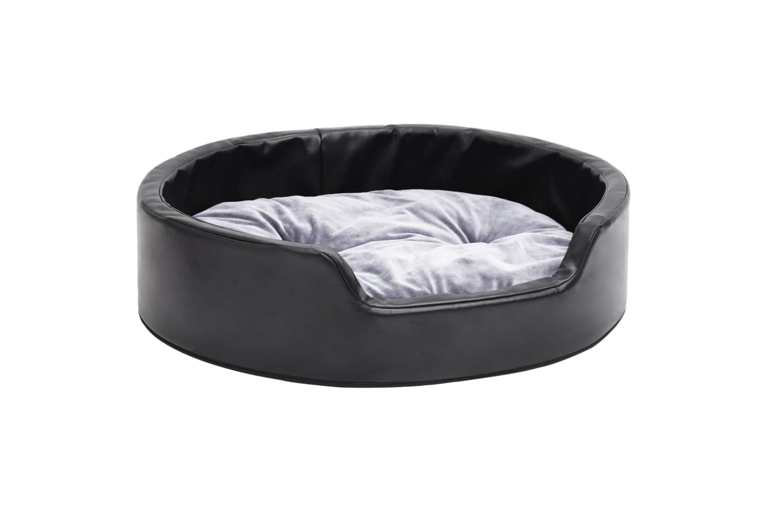 Dog Bed Black And Grey 69x59x19 Cm Plush And Faux Leather