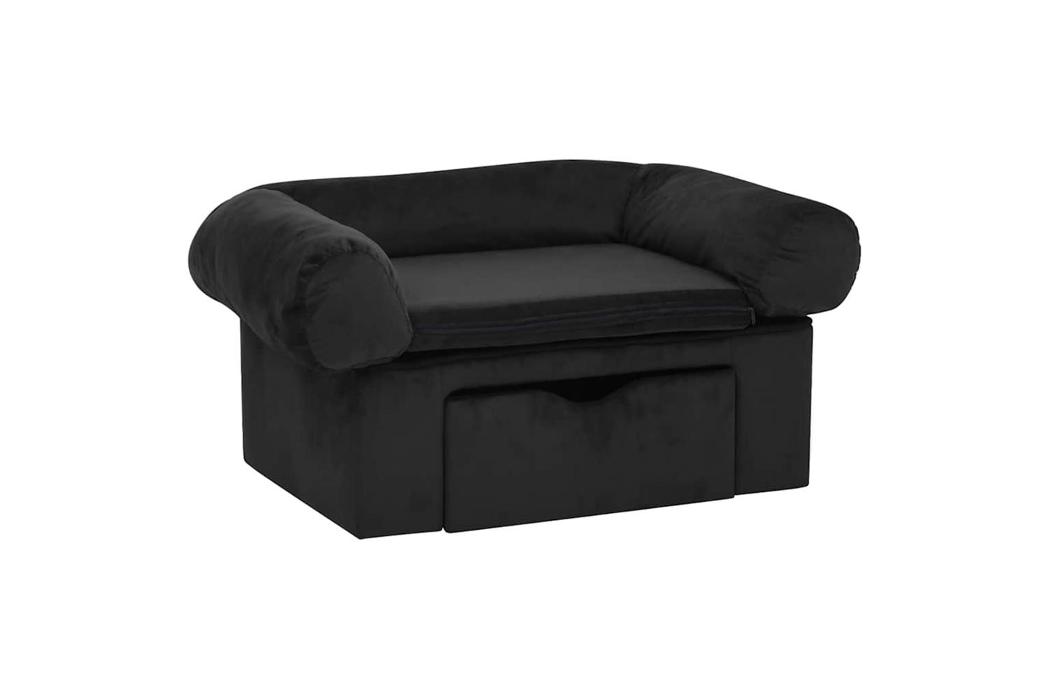 Dog Sofa With Drawer Black 75x50x38 Cm Plush