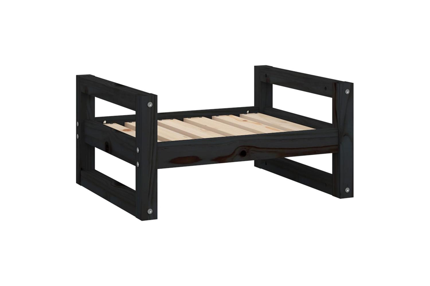 Dog Bed Black 555x455x28 Cm Solid Pine Wood