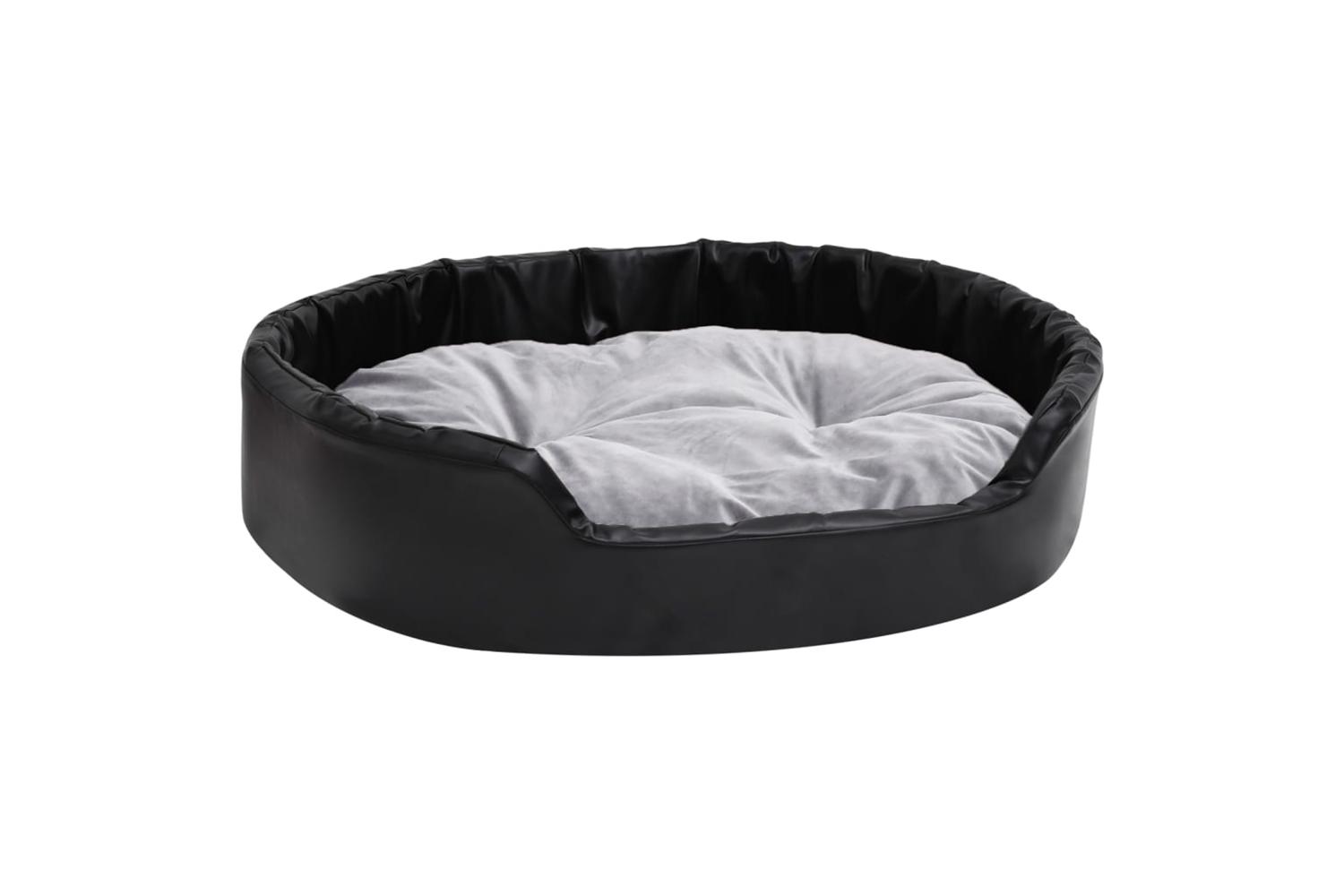 Dog Bed Black And Grey 90x79x20 Cm Plush And Faux Leather