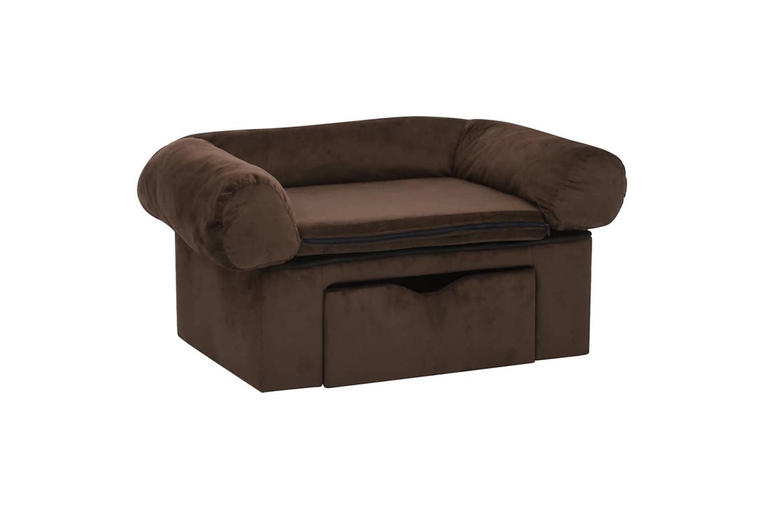 Dog Sofa With Drawer Brown 75x50x38 Cm Plush