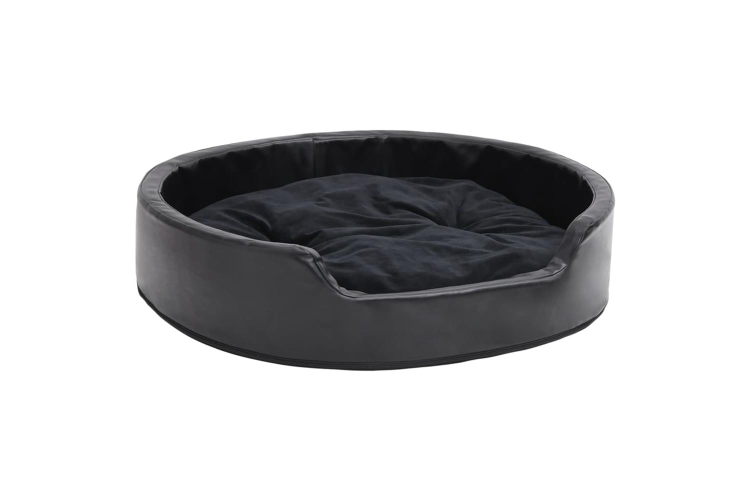 Dog Bed Black 79x70x19 Cm Plush And Faux Leather