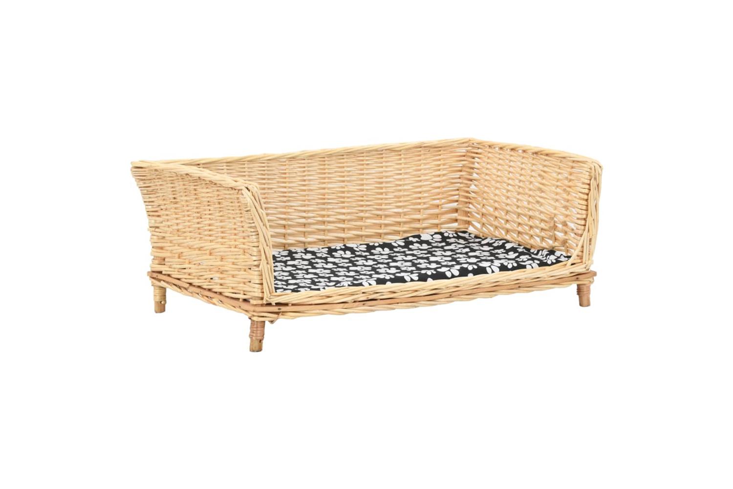 Dog Basket With Cushion 90x54x35 Cm Natural Willow