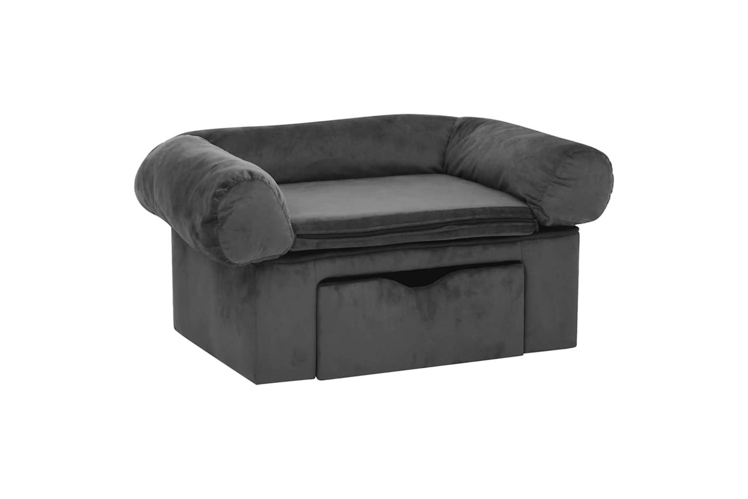 Dog Sofa With Drawer Dark Grey 75x50x38 Cm Plush