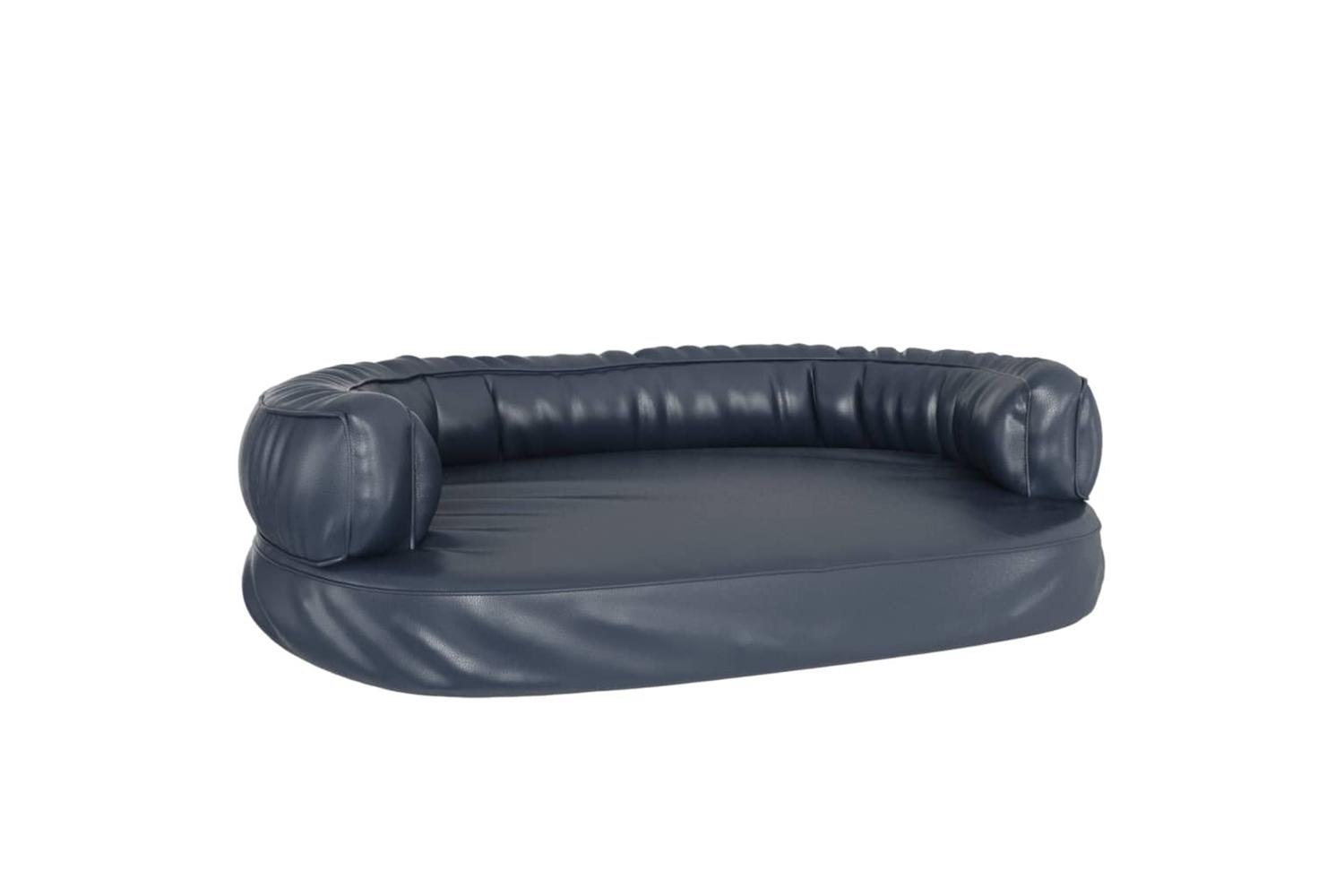 Ergonomic Foam Dog Bed Dark Blue 88x65 Cm Faux Leather