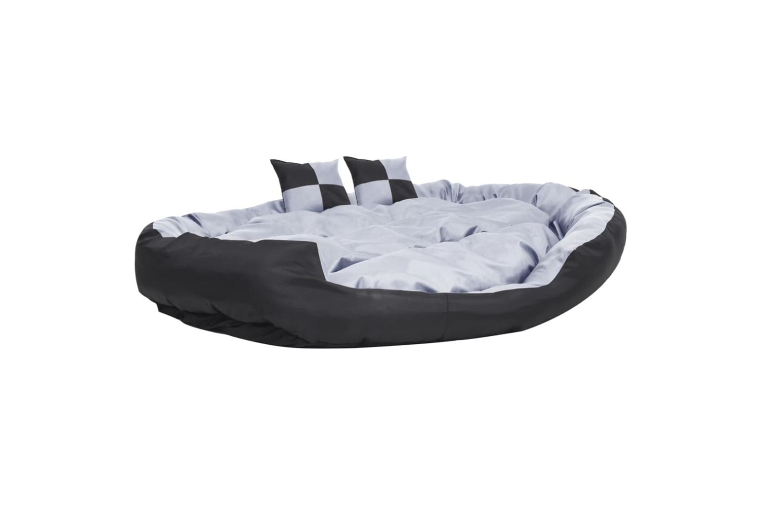 Reversible Washable Dog Cushion Grey And Black 150x120x25 Cm