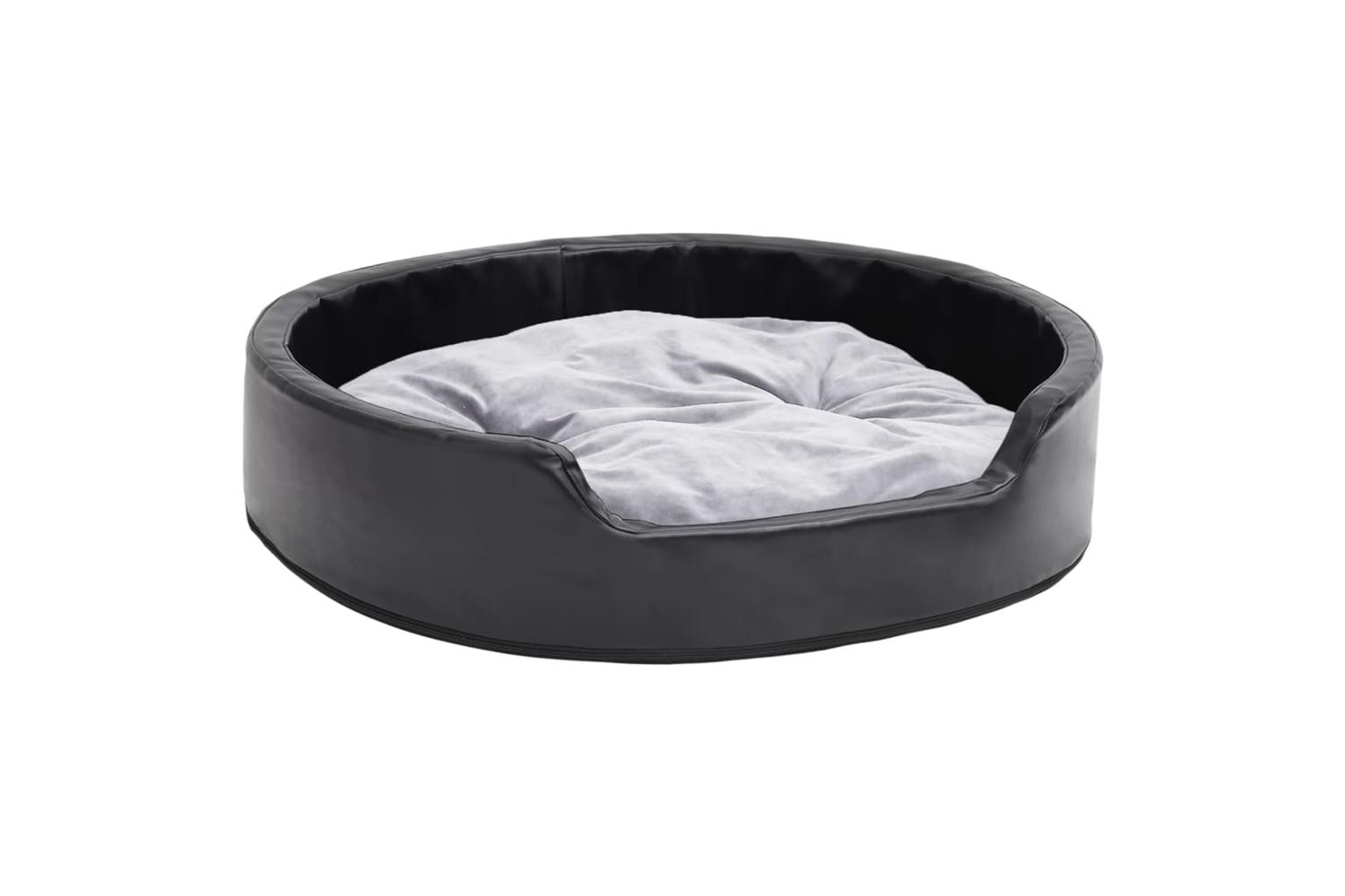 Dog Bed Black And Grey 79x70x19 Cm Plush And Faux Leather