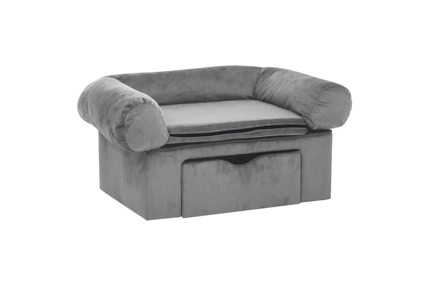 Dog Sofa With Drawer Grey 75x50x38 Cm Plush