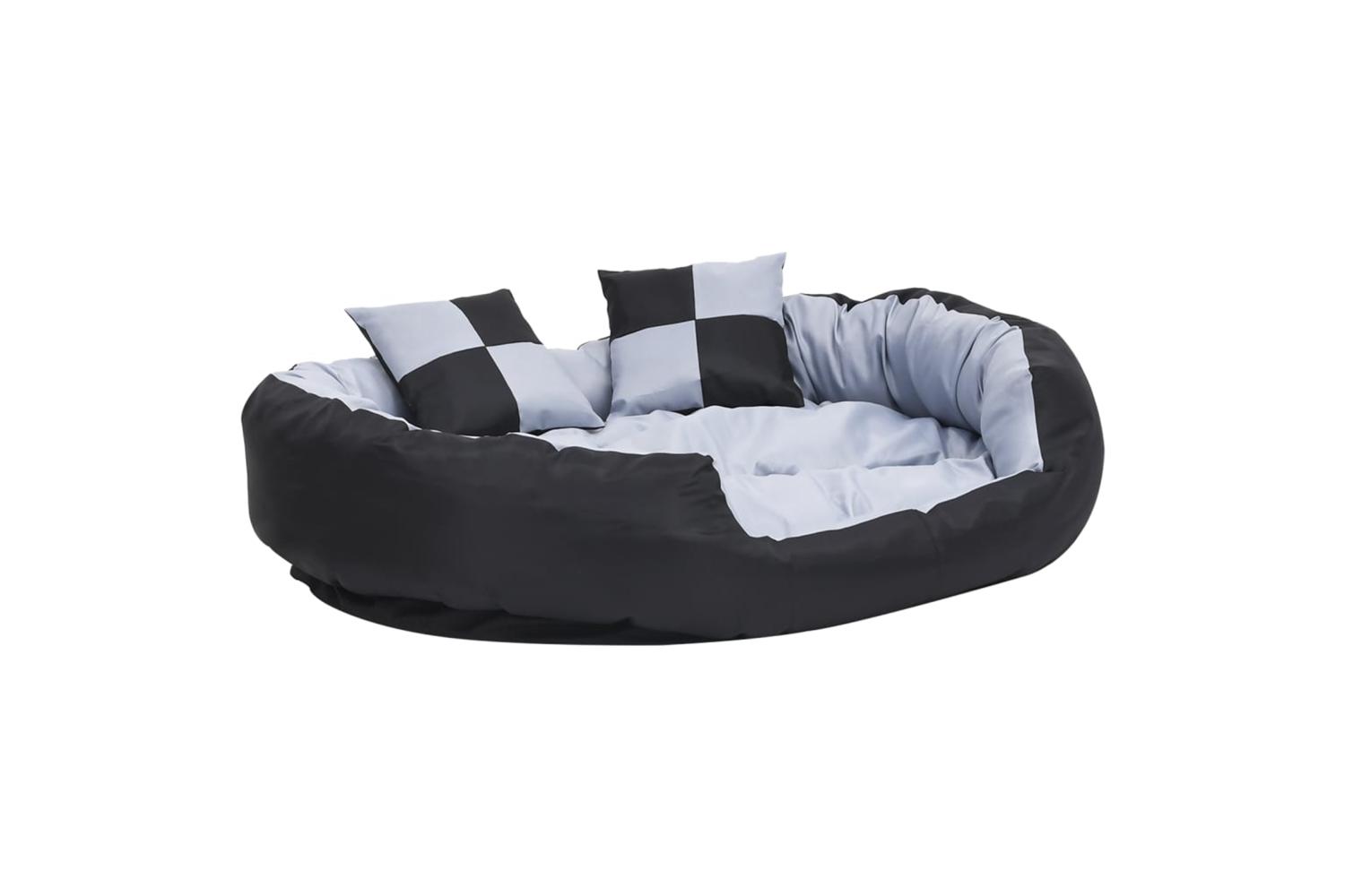 Reversible Washable Dog Cushion Grey And Black 110x80x23 Cm