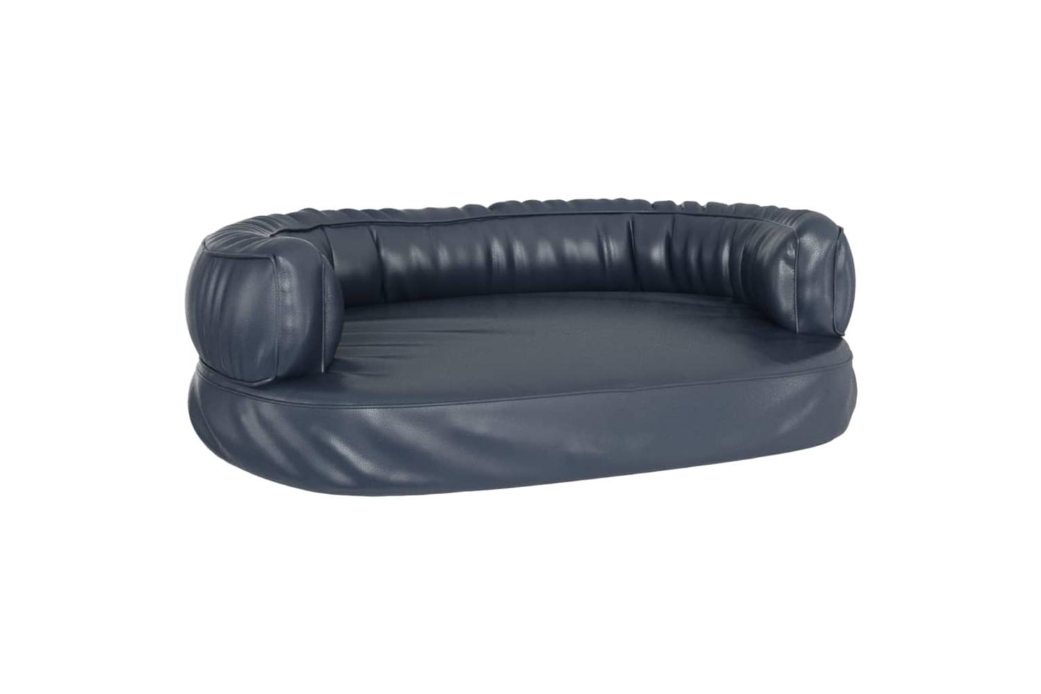 Ergonomic Foam Dog Bed Dark Blue 60x42 Cm Faux Leather