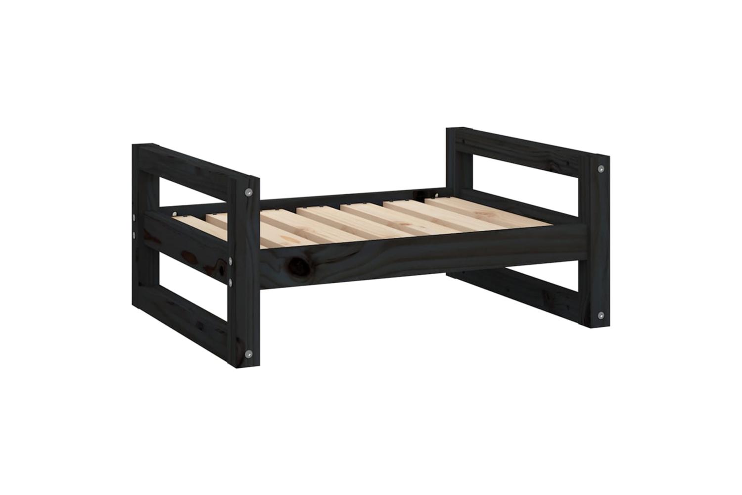 Dog Bed Black 655x505x28 Cm Solid Pine Wood