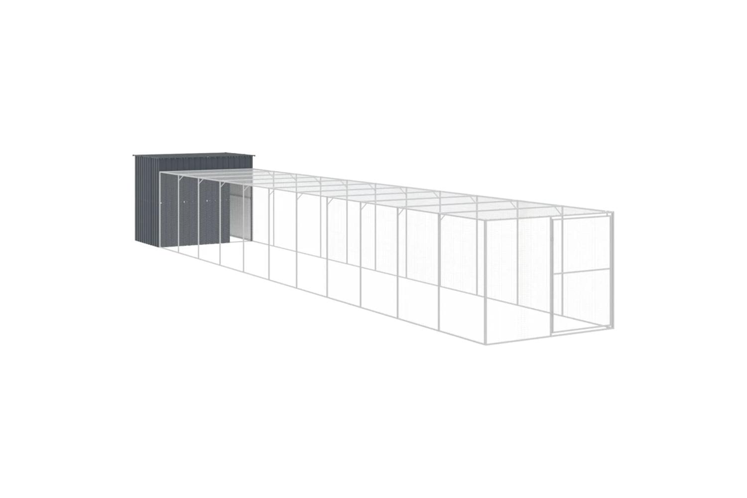 Dog House With Run Anthracite 214x1273x181 Cm Galvanised Steel