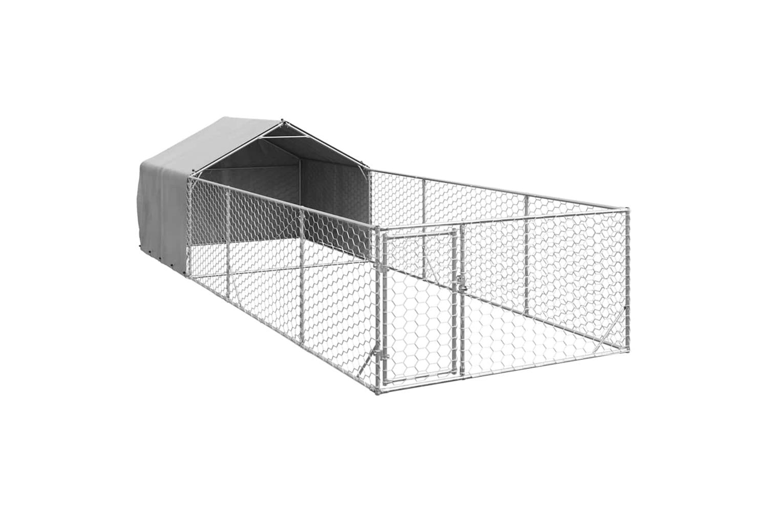Outdoor Dog Kennel With Run 6x2x15 M Galvanised Steel