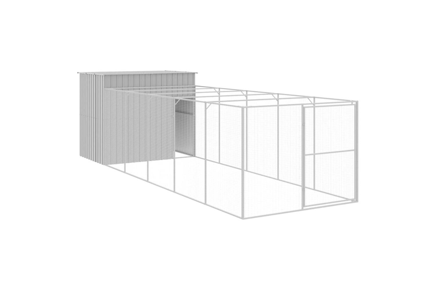 Dog House With Run Light Grey 214x661x181 Cm Galvanised Steel