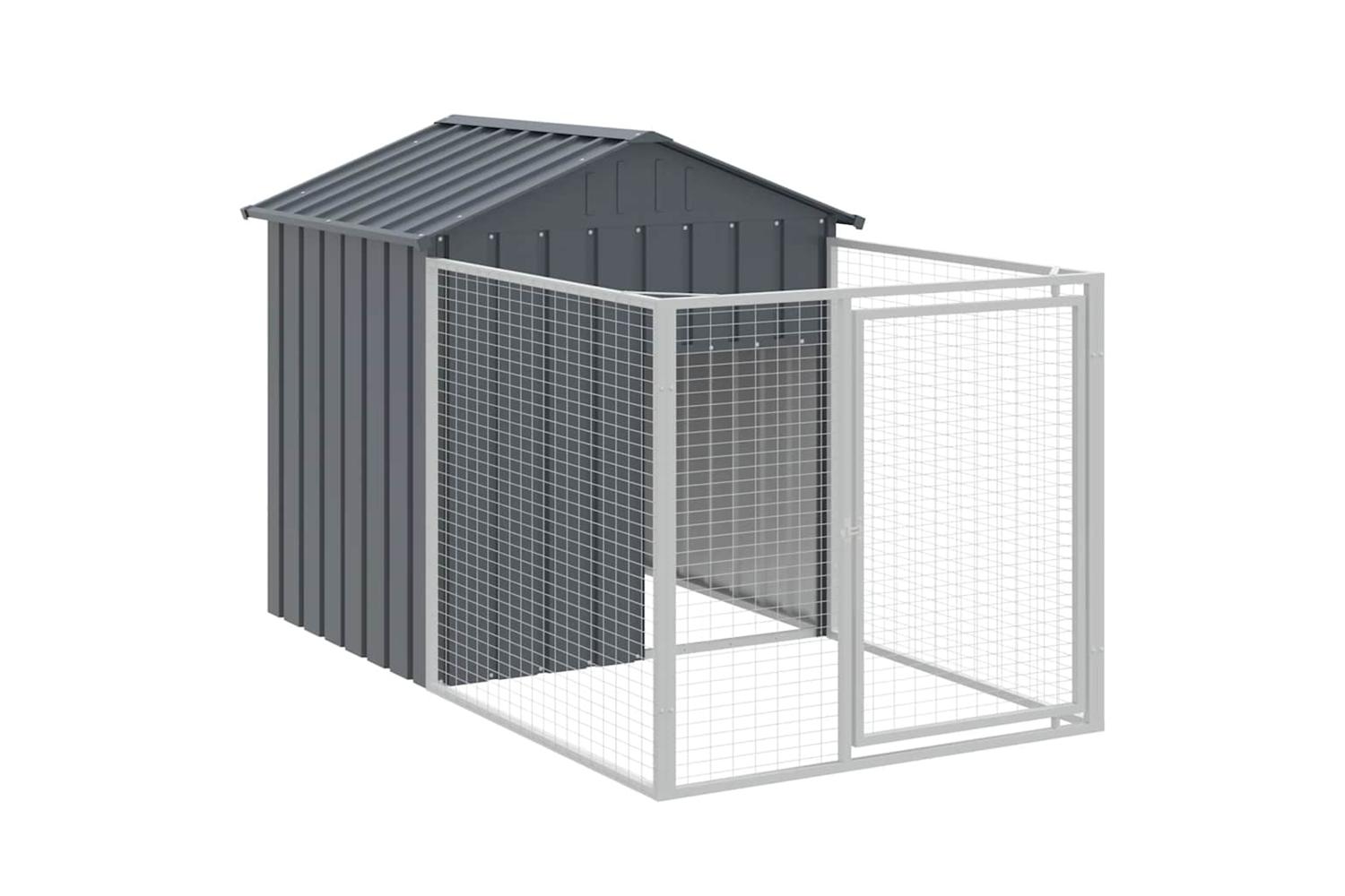 Dog House With Run Anthracite 117x201x123 Cm Galvanised Steel