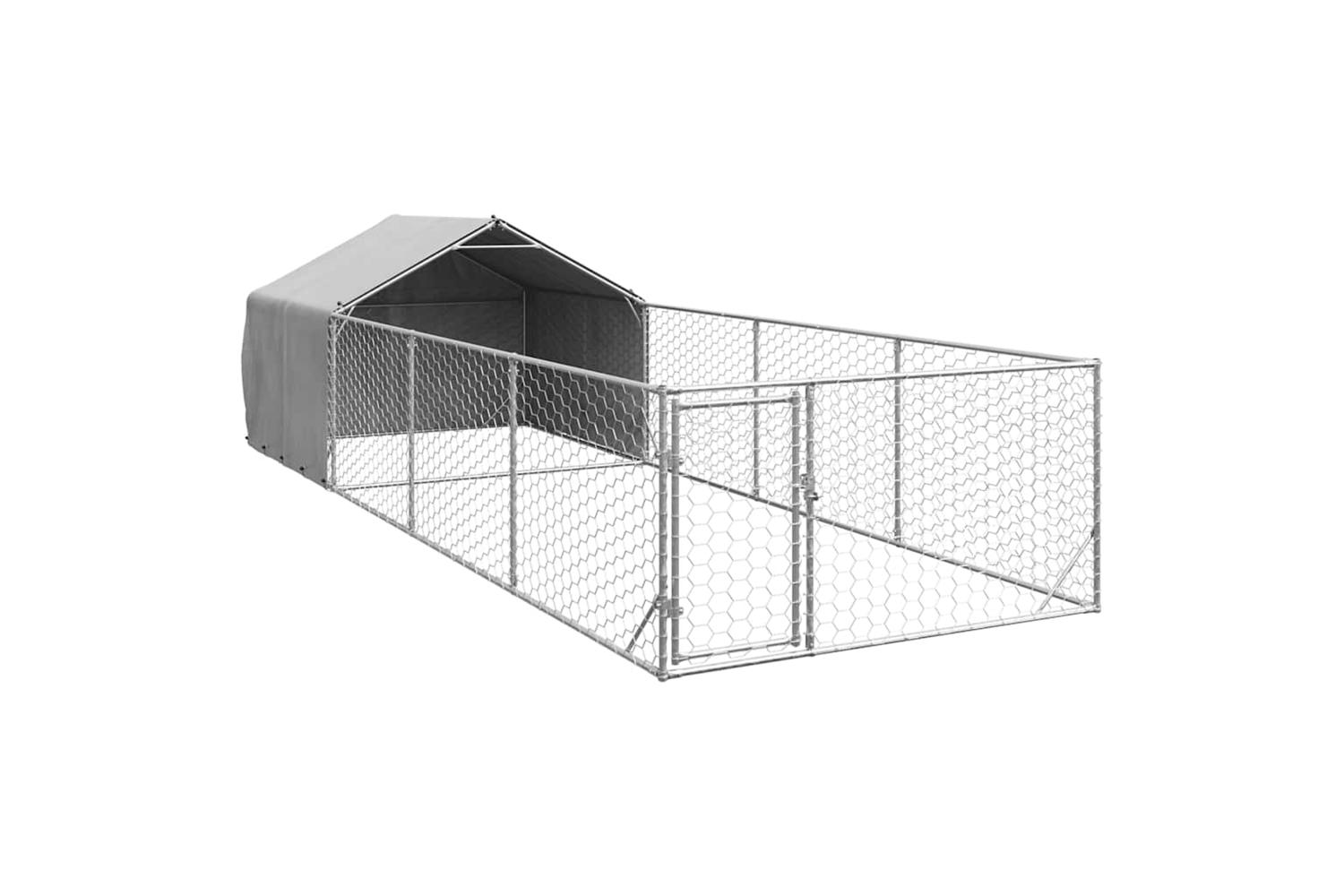 Outdoor Dog Kennel With Run 7x2x15 M Galvanised Steel