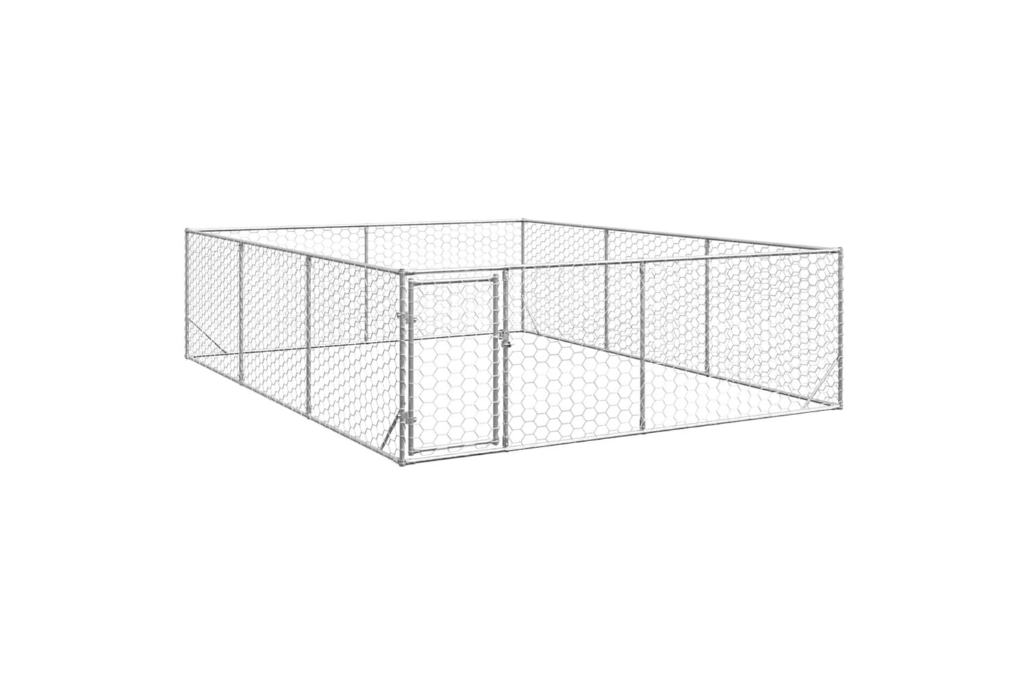 Outdoor Dog Kennel With Door 3x4x1 M Galvanised Steel