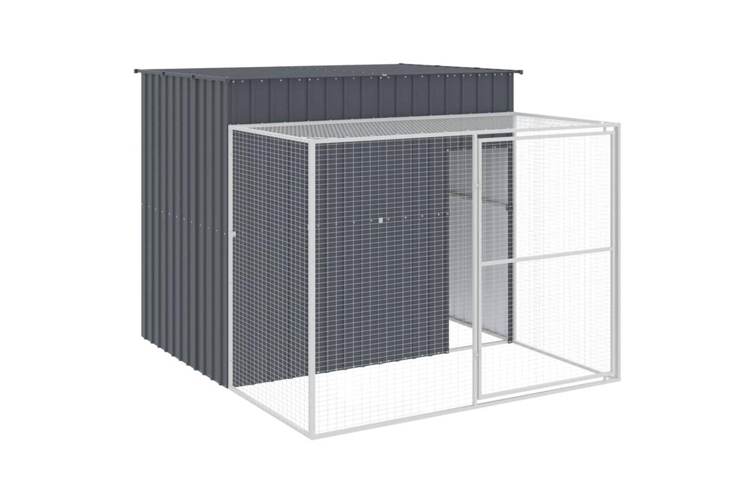 Dog House With Run Anthracite 214x253x181 Cm Galvanised Steel