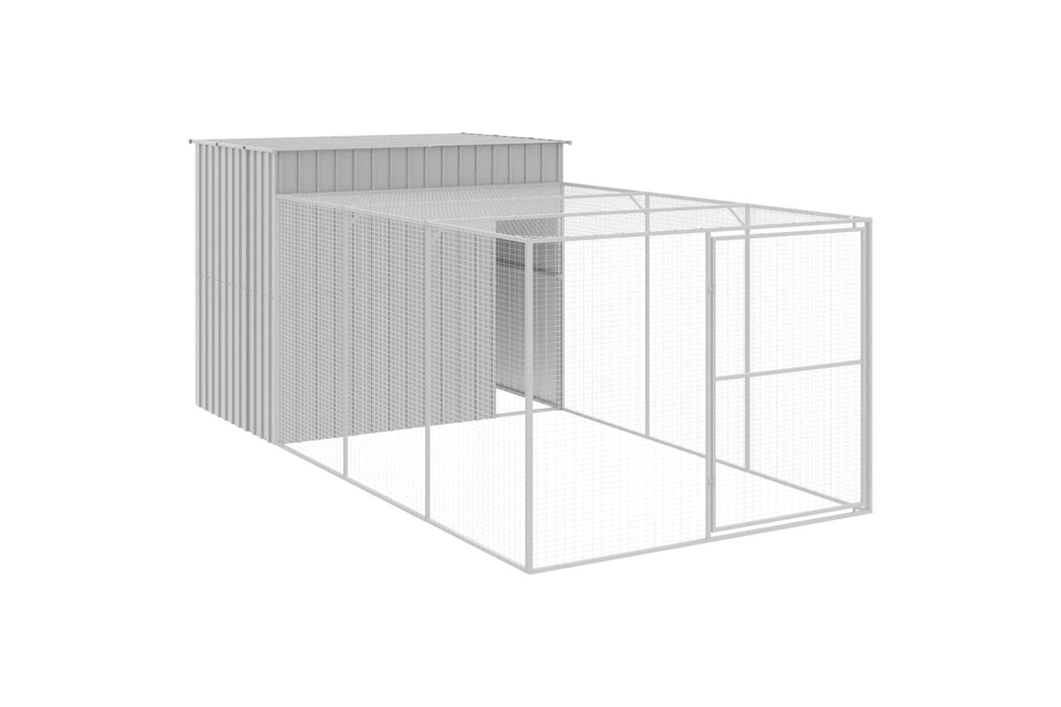 Dog House With Run Light Grey 214x457x181 Cm Galvanised Steel