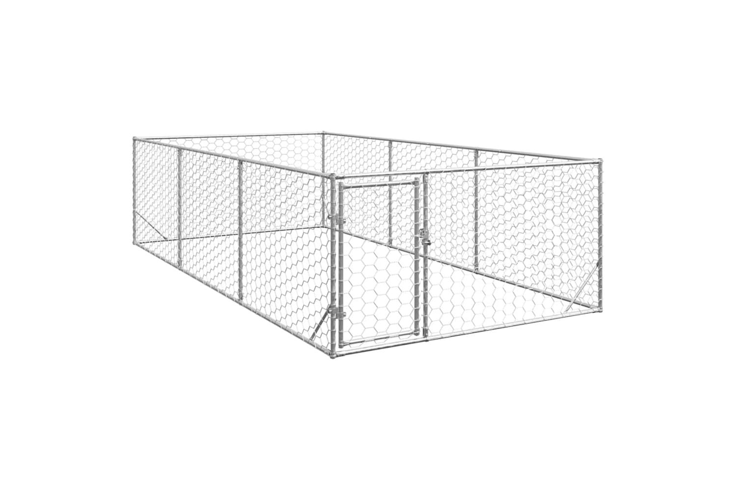 Outdoor Dog Kennel With Door 2x4x1 M Galvanised Steel
