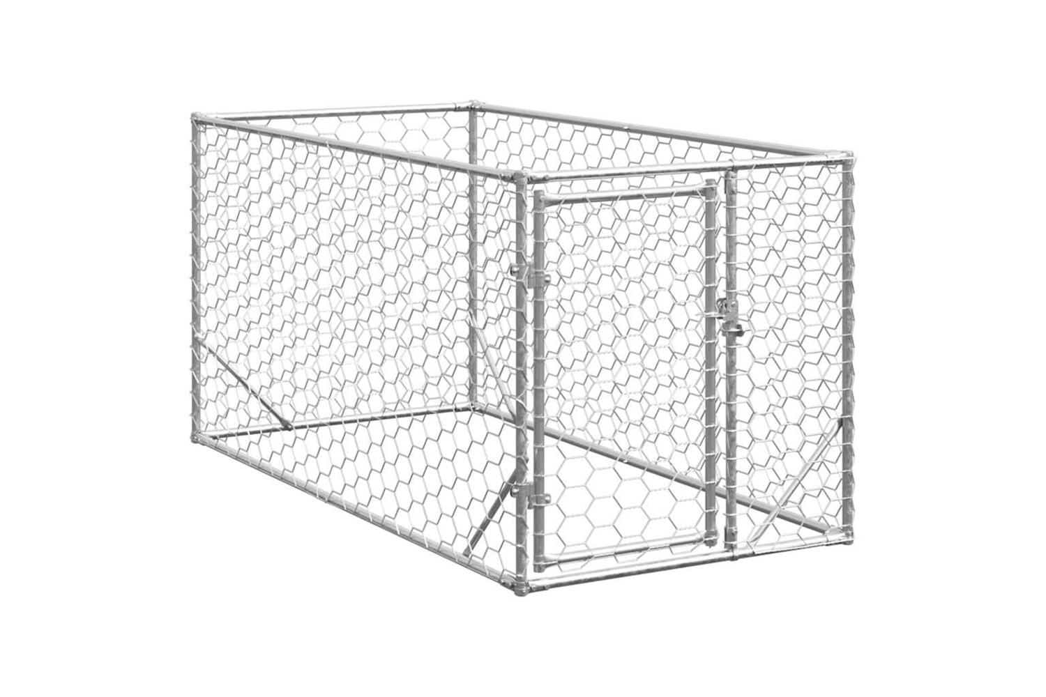 Outdoor Dog Kennel With Door 2x1x1 M Galvanised Steel