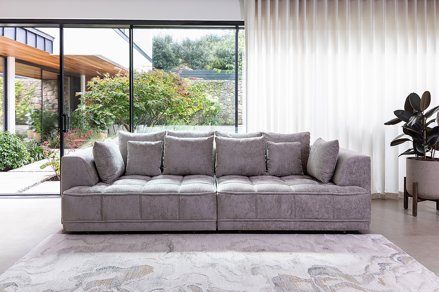 Amelia 4 Seater Sofa | Dual Power Slider | Fabric | Beige