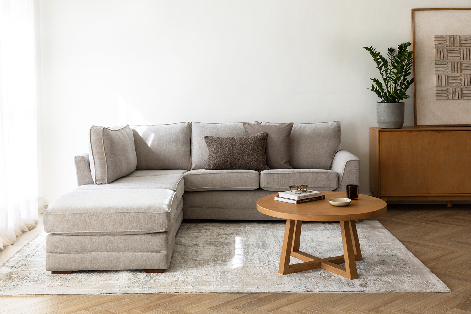 Emma Chaise Sofa | Fabric | Grey