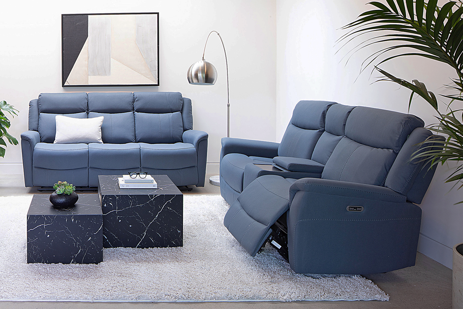Otto 3 Seater Sofa | Manual Recliner | Midnight Grey