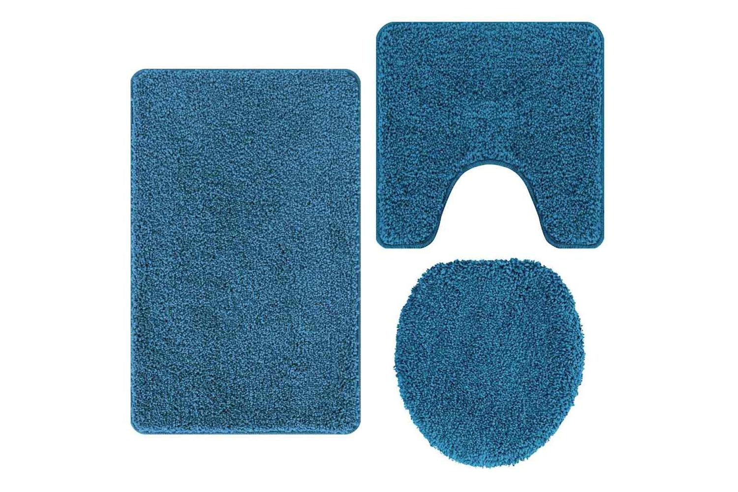 Anti-slip Bath Mat Set 3 Pcs Blue Pp