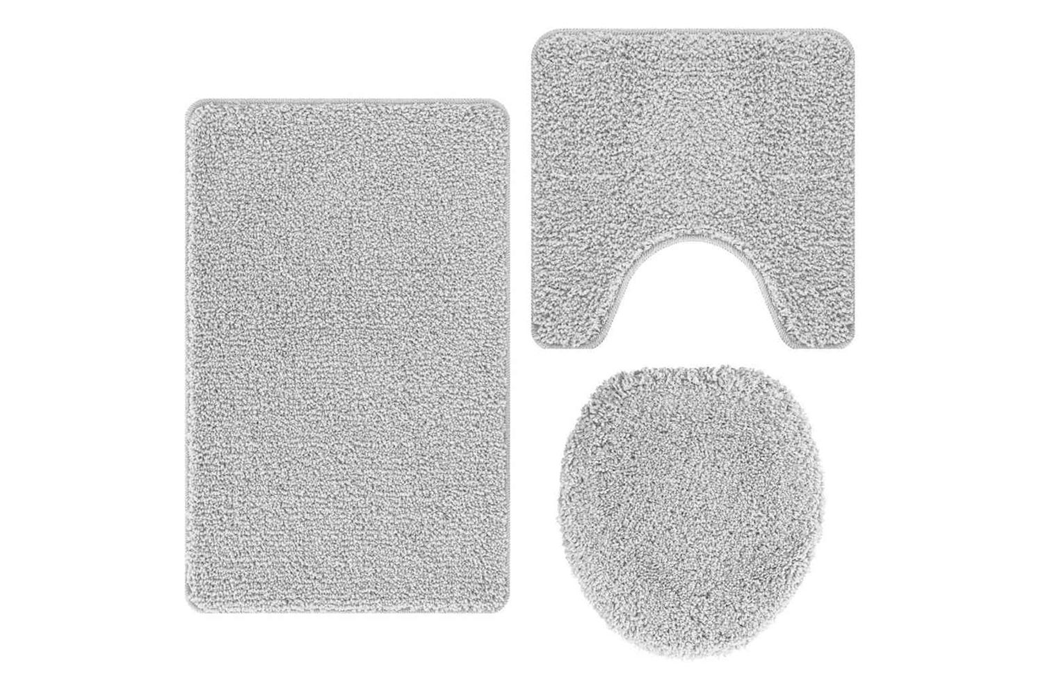 Anti-slip Bath Mat Set 3 Pcs Grey Pp