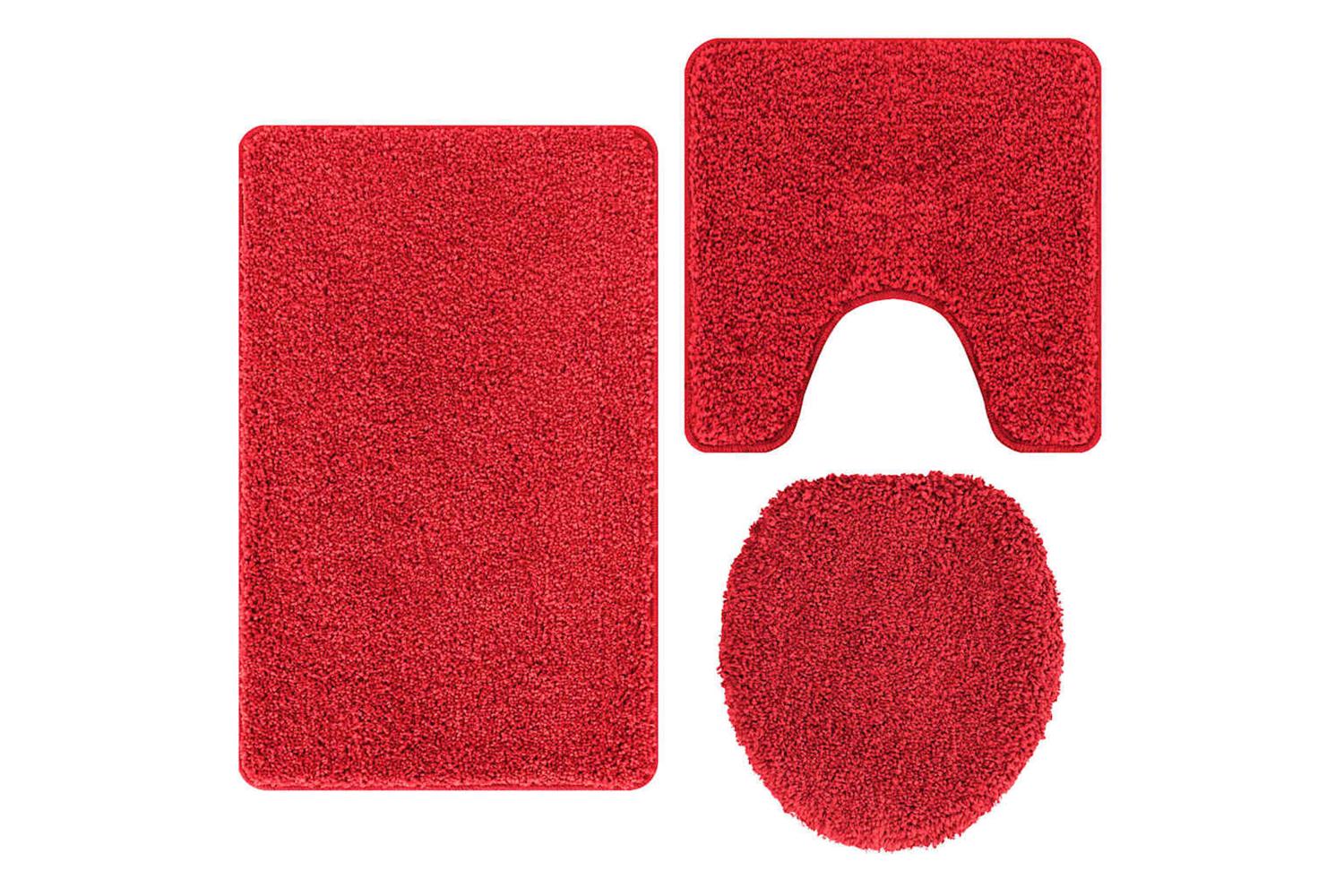 Anti-slip Bath Mat Set 3 Pcs Red Pp