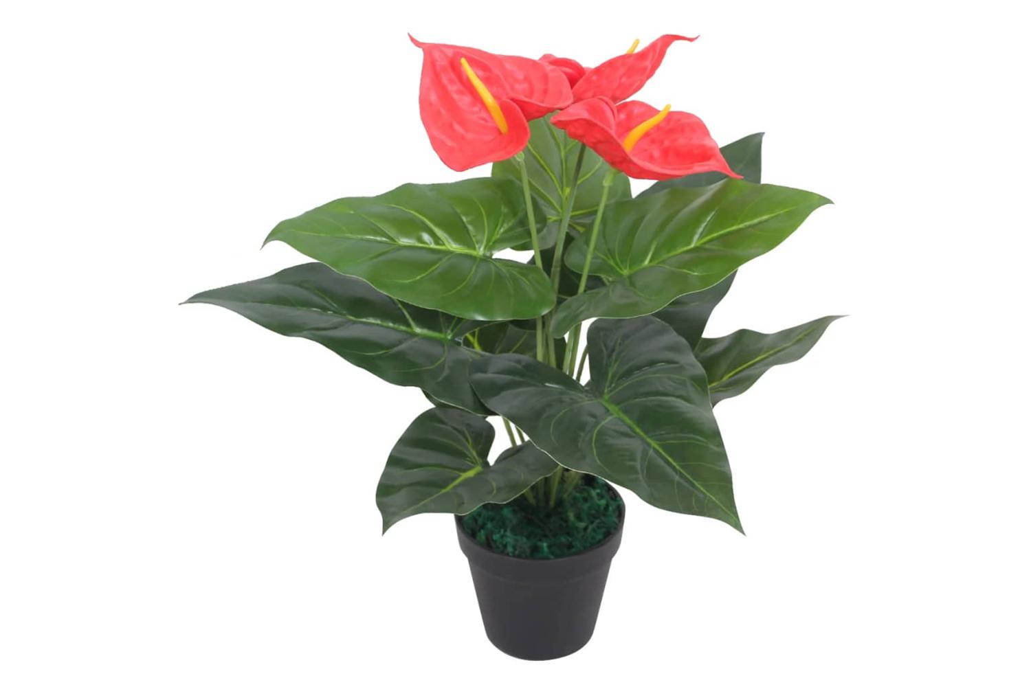 Artificial Anthurium Plant With Pot 45 Cm Red And Yellow